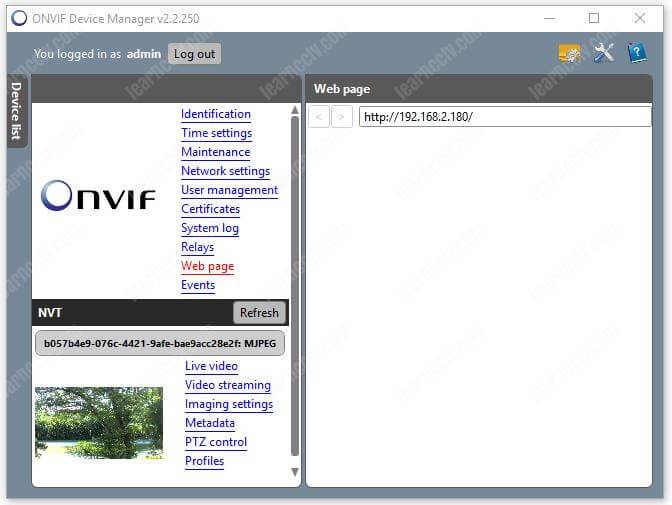 Onvif Device Manager Camera Webpage Onvif Device Manager Camera Webpage