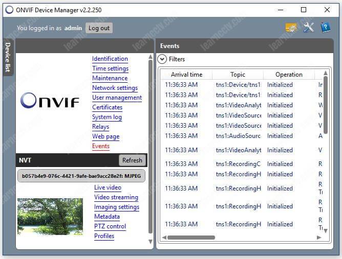 Onvif Device Manager Camera Events Onvif Device Manager Camera Events