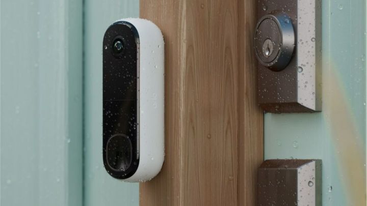 The best video doorbells for 2023 6 The Arlo Video Doorbell 2nd Gen in the rain.