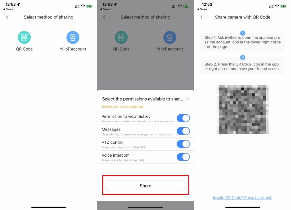 YI IoT Camera User Manual 17 Share the camera QR Code - yi iot