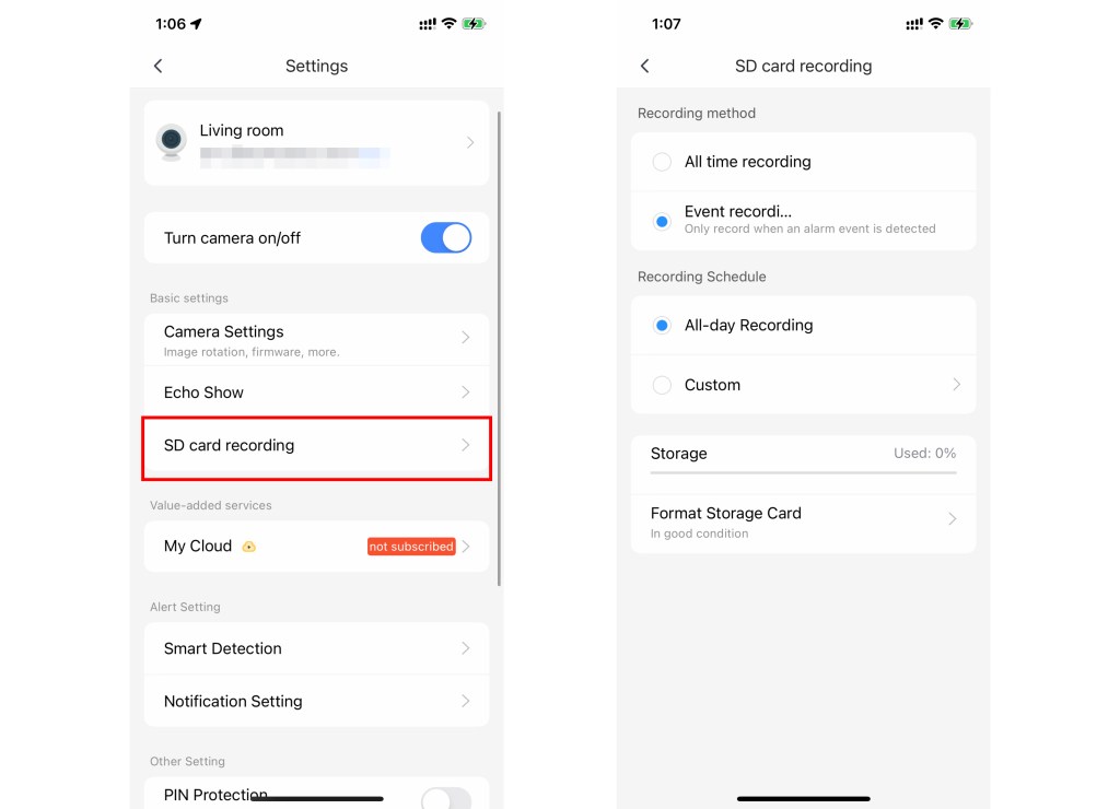 YI IoT Camera User Manual 20 Recording Settings - yi iot