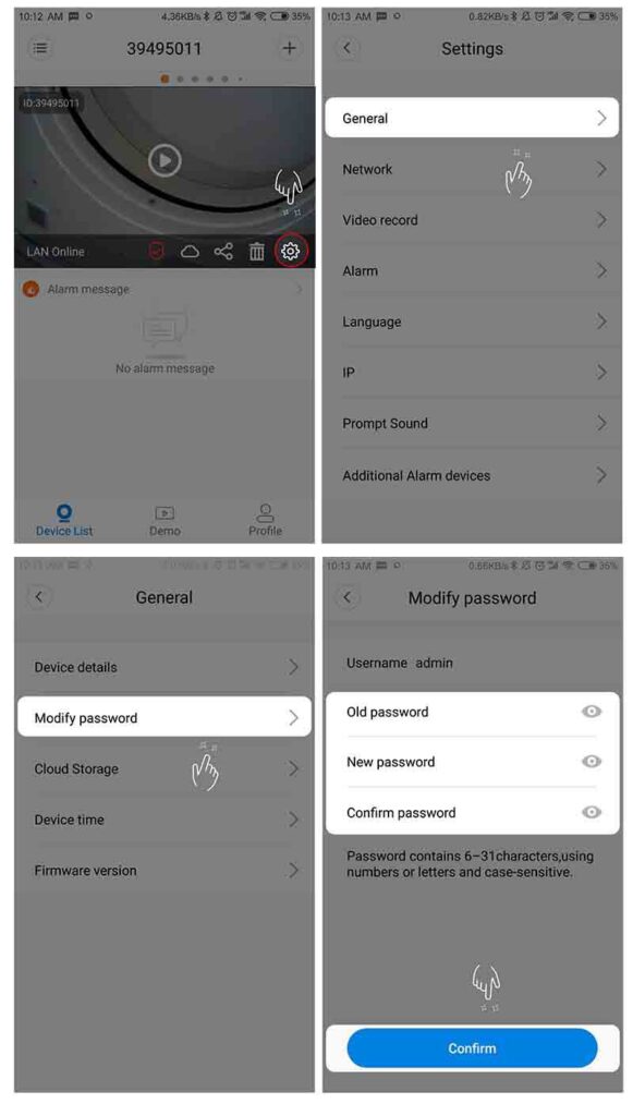 V380 FOR PC Setup User Guide 15 How to set or modify the wireless camera password 2