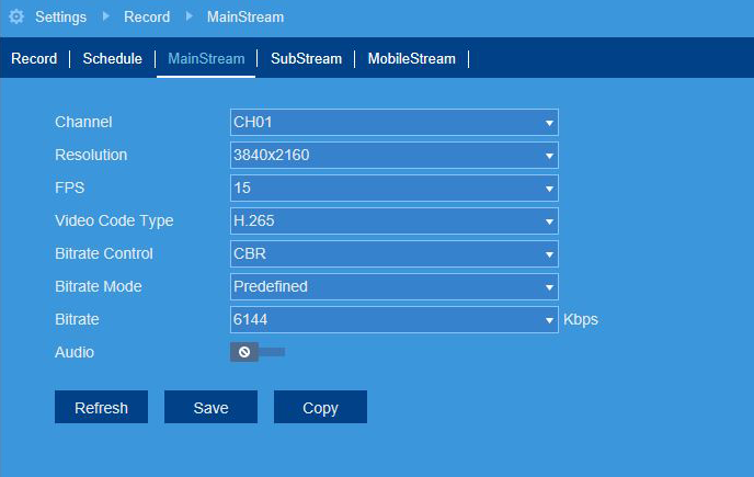 FLIR Client 12 Software setup guide 13 Mainstream Tab
