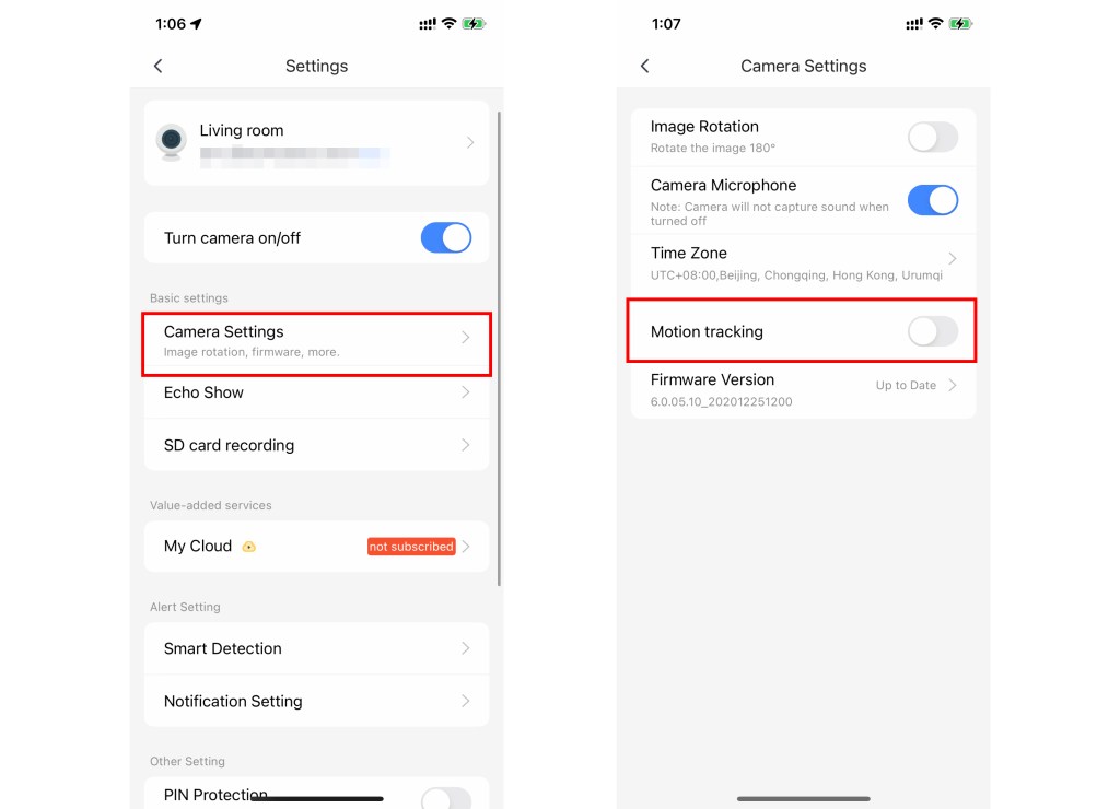 YI IoT Camera User Manual 25 Motion tracking Settings - yi iot
