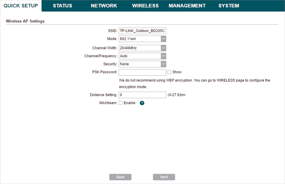 How to Configure Pharos Device 14 https://www.tp-link.com/us/configuration-guides/quick_start_guide_cpe_and_wbs_/quick_start_guide_cpe_and_wbs_-web-resources/image/configure_access_point3.png