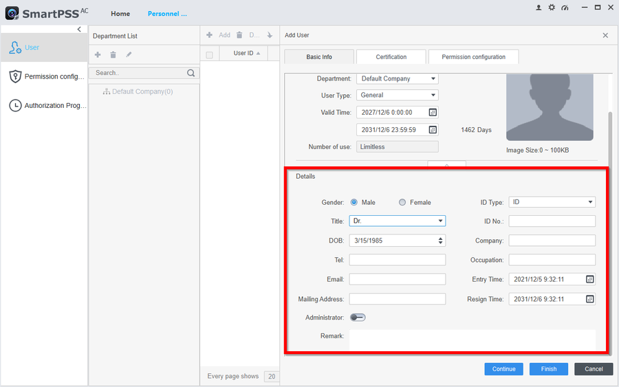 Dahua SmartPSS AC Complete User Guide 22 How to Add Users With Pins Cards and Fingerprints to SMARTPSS AC-4.png