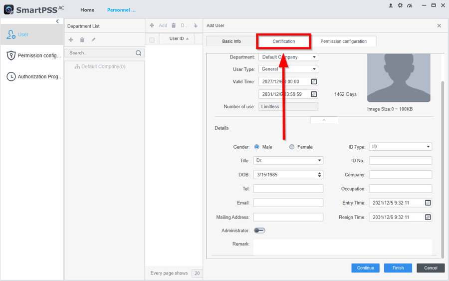 Dahua SmartPSS AC Complete User Guide 23 How to Add Users With Pins Cards and Fingerprints to SMARTPSS AC-5.png