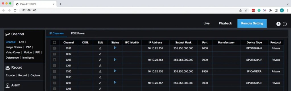 Camius Security Software Tools 29 Camius NVR remote settings web
