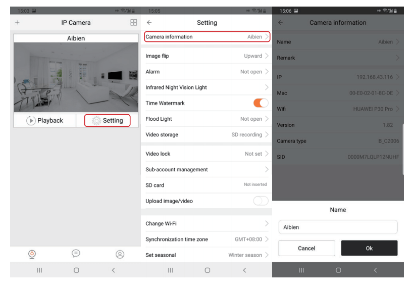 Aibien Cameras Full User Guide 22 Editing The Camera Information