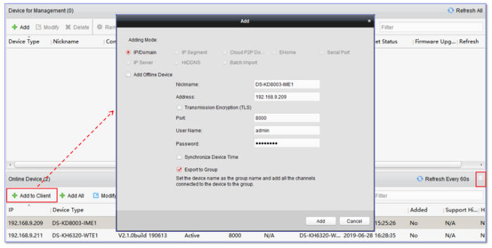 Hikvision iVMS-4200 Tutorial Videos 6 https://help.yeastar.com/en/s-series/Images/sip-endpoints/hikvision/add-devices-to-client.png