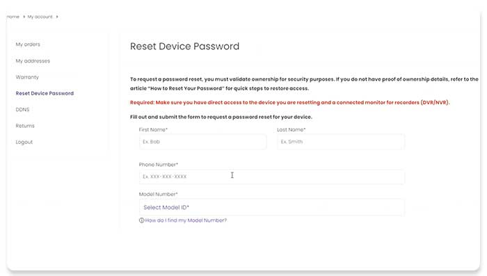 Lorex Cloud App Full Guide 2024 24 password recovery screen from lorex app